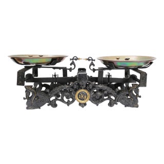 Antique Cast Iron Beam Balance with Dragon Motif by Juliusz Sperling, 1920s For Sale