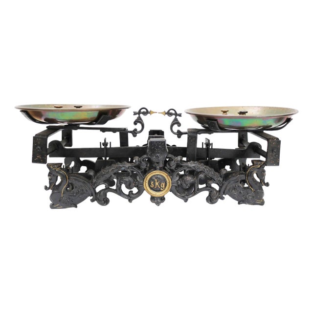 Antique Cast Iron Beam Balance with Dragon Motif by Juliusz Sperling, 1920s For Sale