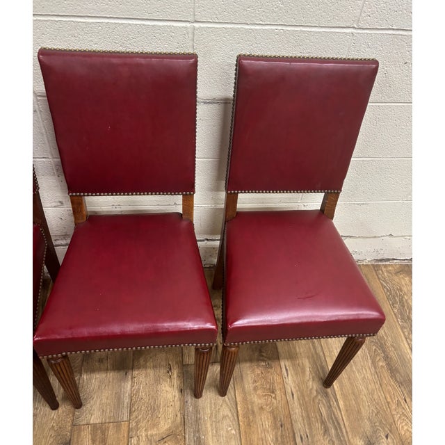 Vintage Art Deco Style Leather Dining Side Chairs - Set of 4 For Sale - Image 4 of 11