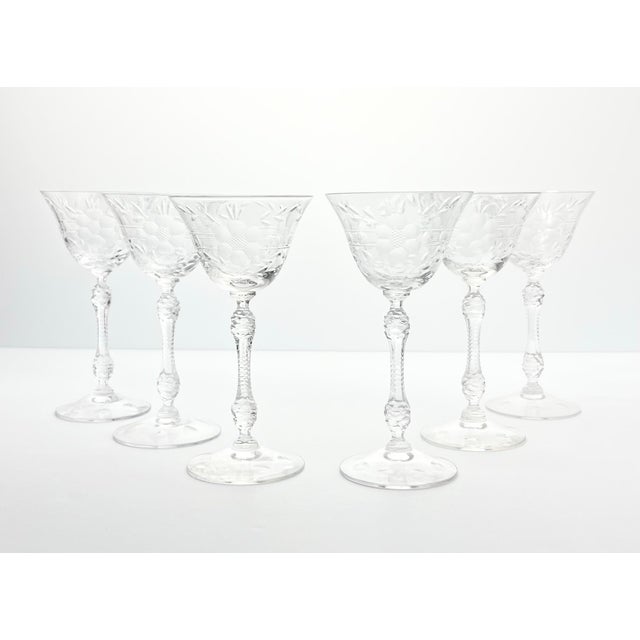 Cambridge “Lucia” Set of 6 Etched Liquor Cocktail Cordial Wine Glass 6” 4oz Good condition. No chips, cracks, or...