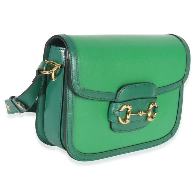 Contemporary Emerald Green Azalea Calfskin Horsebit 1955 Shoulder Bag For Sale - Image 3 of 9