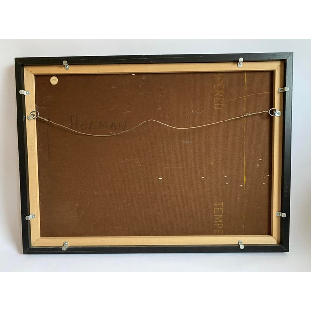 Wood Abstract Mixed Media Framed Red Painting by Charles F Hofman For Sale - Image 7 of 9