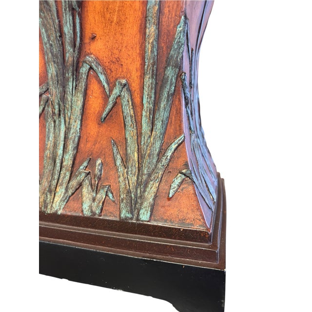 1990s 1990s Japanese Sculptural Nature-Inspired Table Lamp With Ribbed Bamboo Shade, Dragonfly and Frog Finial For Sale - Image 5 of 11