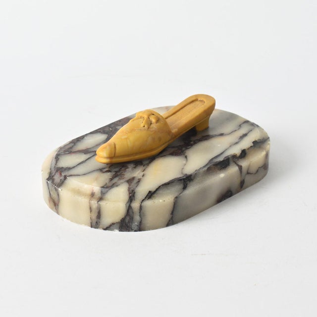 Beige Antique Marble Paperweight with Carved Stone Shoe from Befos, 1800s For Sale - Image 8 of 8