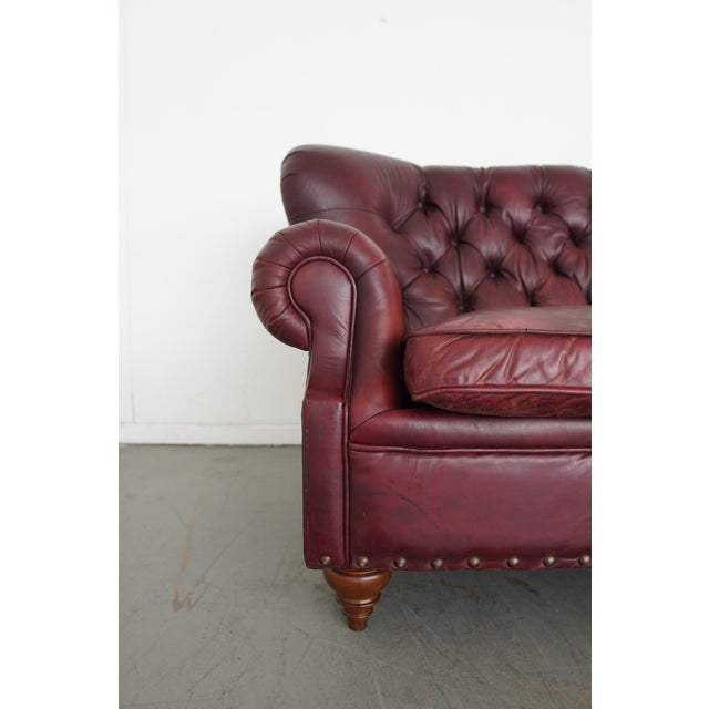 Animal Skin Restoration Hardware Churchill Leather Sofa For Sale - Image 7 of 14