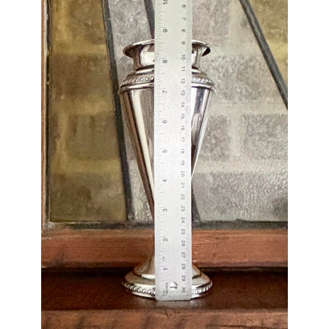 Vintage Traditional Silver Plated Trumpet Vase - 8.5" For Sale In Columbus - Image 6 of 9
