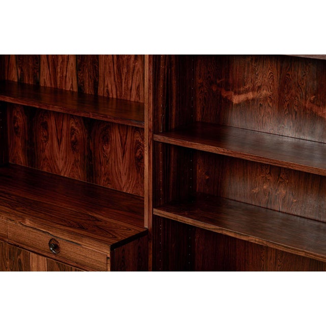 Mid-Century Swedish Rosewood Bookcase Dropdown Wall Unit by Bertil Fridhagen for Bodafors, 1960s For Sale - Image 15 of 18