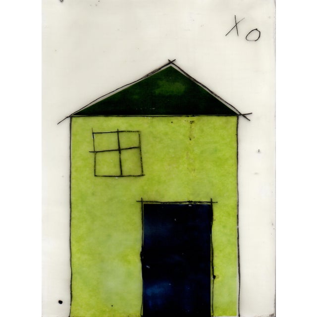 Wood Encaustic Collage Installation by Gina Cochran - "Tiny Dwellings" Series - The Whole Village - Set of 8 For Sale - Image 7 of 10
