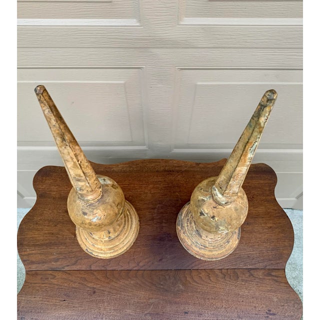 Weathered Cast Iron Garden Finials, a Decorative Pair For Sale - Image 4 of 12