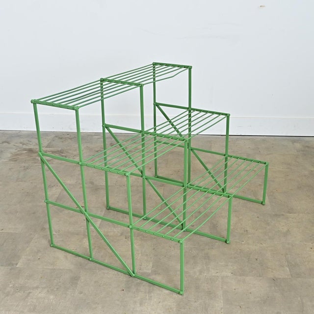 Green French Vintage Metal Plant Stand Riser in New Powder Coat For Sale - Image 8 of 8