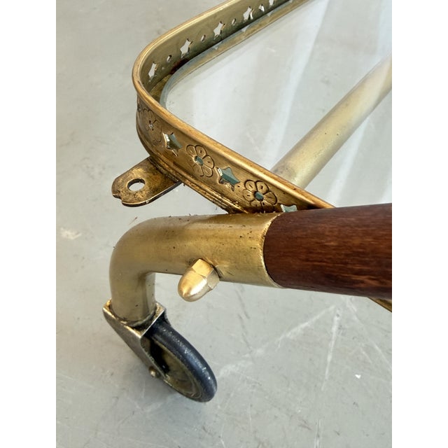 Mid-Century Modern Serving Bar Cart with Brass and Rosewood by Cesare Lacca, Italy, 1950s For Sale - Image 9 of 18