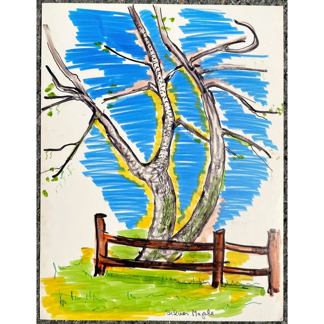 Alexandra Merker (1920-2009) MCM New jersey landscape on glossy heavy paper. Location and estate stamp on back