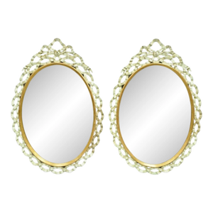 Mid 20th Century Harrison Gil Blue Italian Hollywood Regency Carved Wood Ribbon Wall Mirrors- a Pair