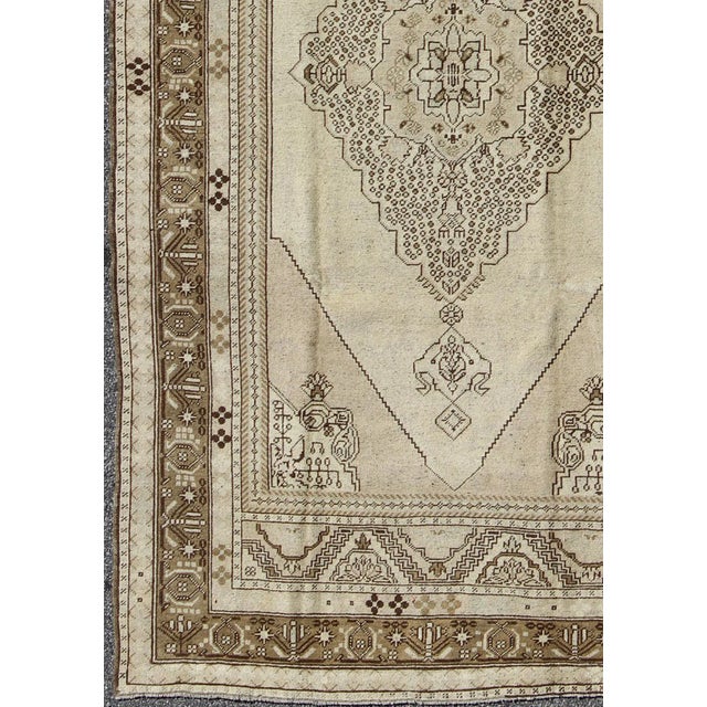 Tribal Vintage Turkish Oushak in Olive, Brown, Khaki and Earth Colors For Sale - Image 3 of 7