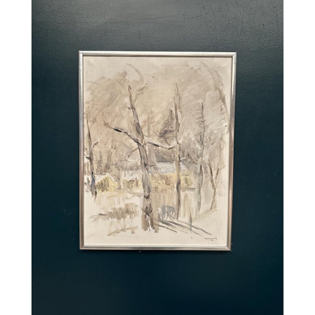 Kj. Shemlot, Winter Trees, 1980, Oil Painting on Canvas, Framed For Sale - Image 14 of 14