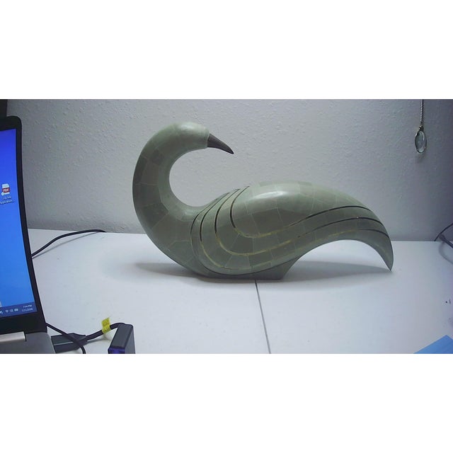 Maitland - Smith Large Tessellated Green Marble Bird Sculpture by Maitland Smith 1970 MCM For Sale - Image 4 of 8