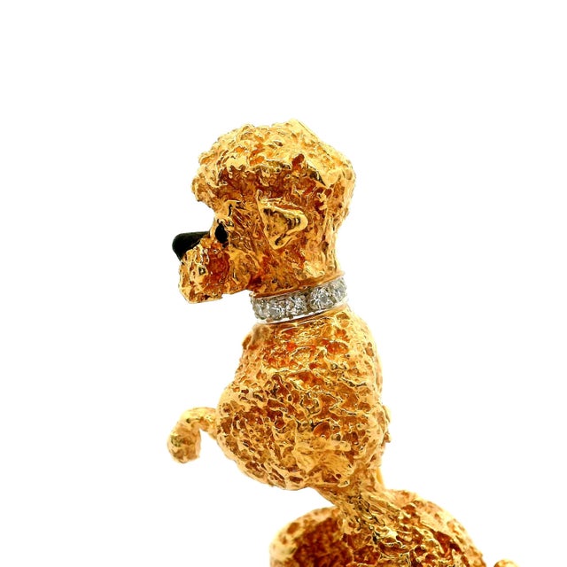 Ruser Diamond 14k Gold Poodle Dog Brooch For Sale In Los Angeles - Image 6 of 9