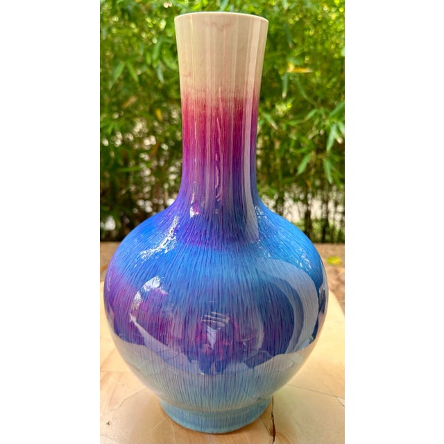 Antique Large Chinese Marked Flambe Glaze Sang De Boeuf Porcelain Vase For Sale - Image 4 of 12
