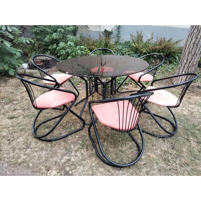Six-Piece Rima Wire Dining Set with Smoked Glass Table by Gastone Rinaldi, 1970s, Set of 7 For Sale - Image 6 of 6