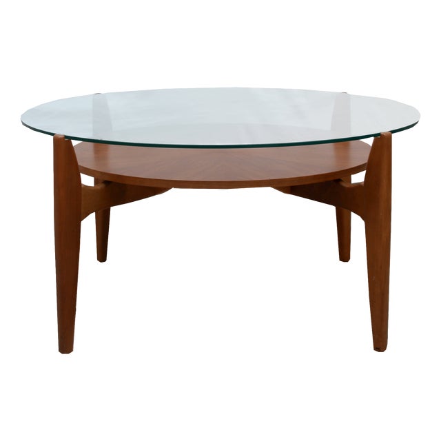Vintage Coffee Table in Walnut and Glass, 1965 For Sale