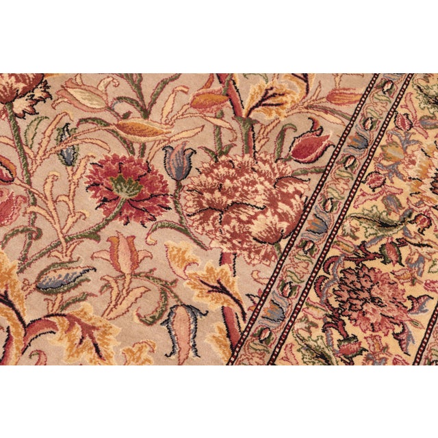 1990s Shabby Chic Floral 1990's Pak-Persian Taupe/Gold Wool Rug - 5'11'' X 9'1'' For Sale - Image 5 of 9