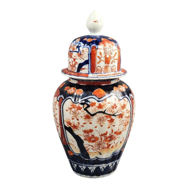 Japanese Imari Porcelain Ginger Jar with Lid For Sale - Image 5 of 11