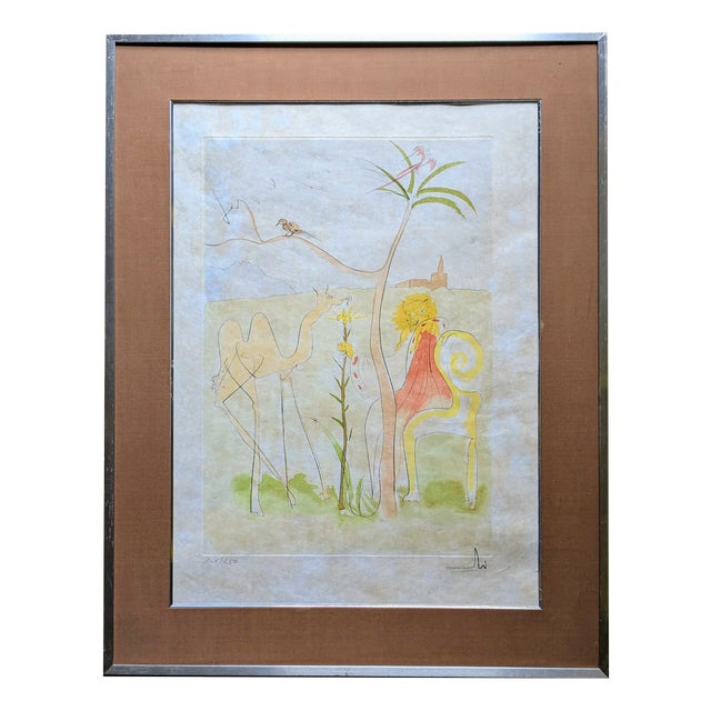 Salvador Dalí­, La Cour Du Lion (The Court of the Lion), 1974, Original Hand-Signed Color Engraving For Sale