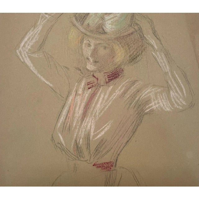 Original Ellen Day Hale 'woman in Hat' Colored Pencil Drawing Study for Painting For Sale In Boston - Image 6 of 8