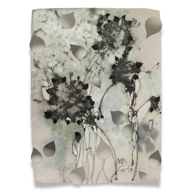 "Droplet 123" Black and White Original Abstract Collage on Handmade Paper For Sale In Cleveland - Image 6 of 6