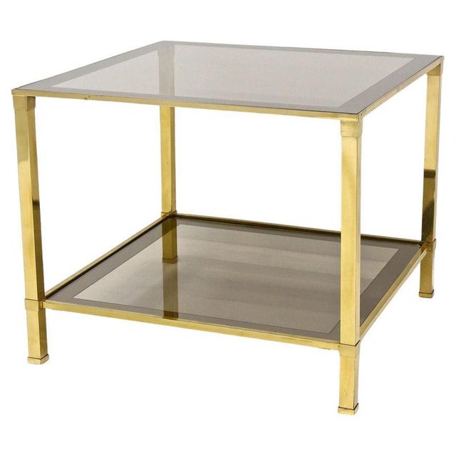 Late Mid-Century Regency Brass Side Table in Smoked Glass, Italy, 1970 For Sale - Image 18 of 18
