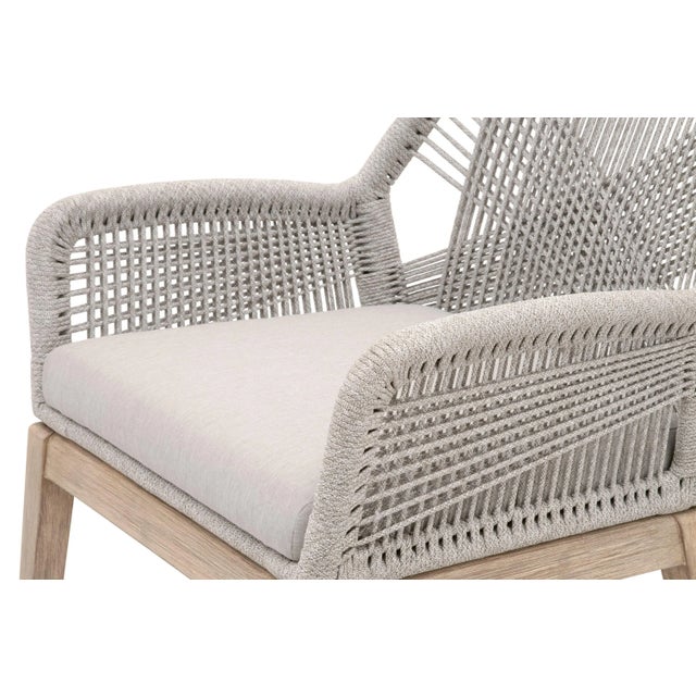 Contemporary Loom Arm Chairs, Pumice & Grey Mahogany with Taupe & White Rope, Set of 2 For Sale - Image 3 of 10