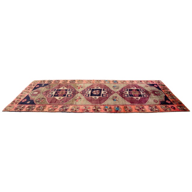 Vintage Meysar Persian Runner – Hand-Knotted Wool Kilim – Mid-Century Tribal Decor For Sale - Image 4 of 10