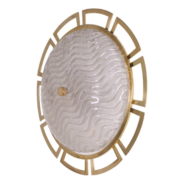 Large Wall Light Sun in Brass and Murano, 1970s For Sale