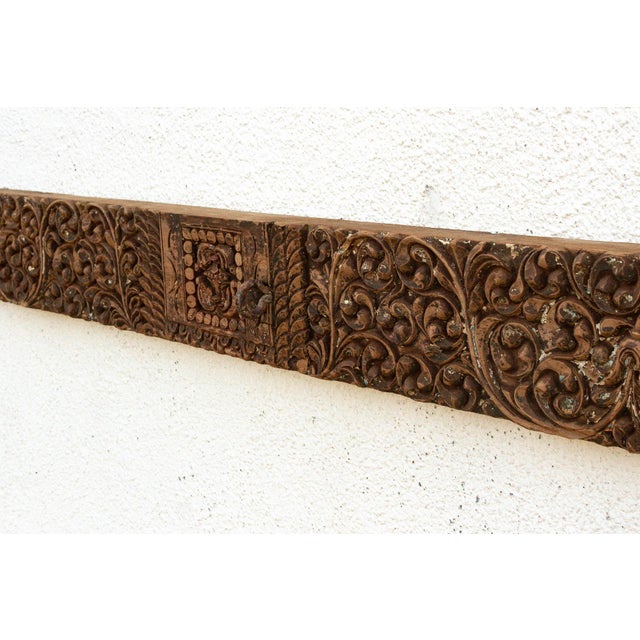 19th Century Distressed Cacao Lintel, Antique Architectural Carving For Sale - Image 5 of 6