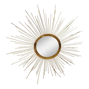 Vintage Large Braided Gold Metal Sunburst Mid Century Modern Wall Mirror