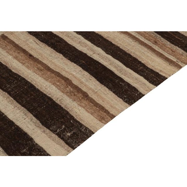 Rug & Kilim 1950s, Vintage Persian Kilim Rug in Panel, Beige-Brown Stripes by Rug & Kilim For Sale - Image 4 of 6