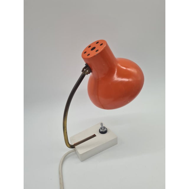 Metal Desk Lamp in Orange Metal and Brass, 1970s For Sale - Image 7 of 10