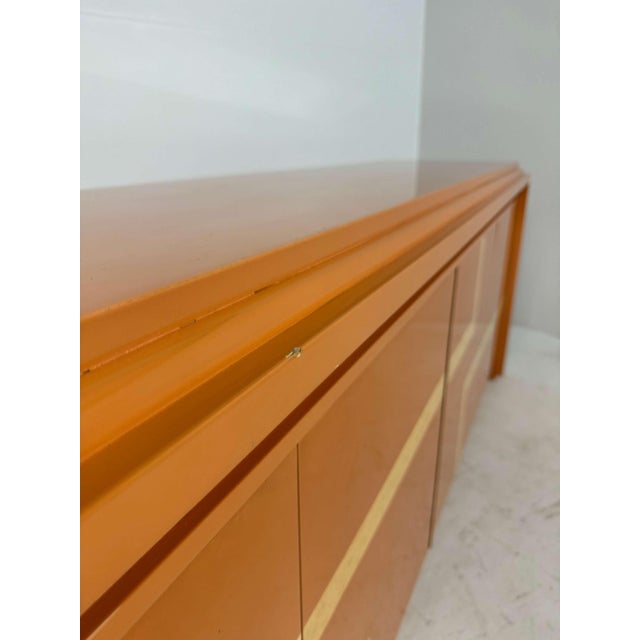 Italian Orange Lacquered Sideboard with Inlay, 1970s For Sale - Image 11 of 16