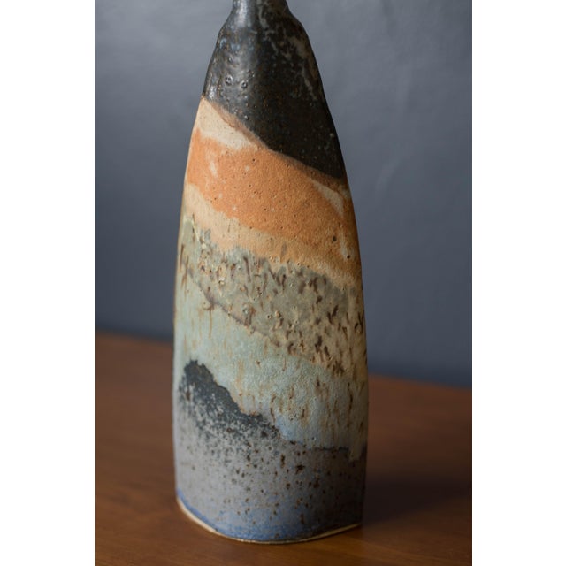 Blue Vintage Handmade Stoneware Studio Pottery Vase by Robert Parrott For Sale - Image 8 of 9