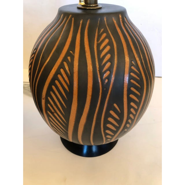 Black & Orange Hand Crafted Pottery Table Lamps -A Pair For Sale In Philadelphia - Image 6 of 10