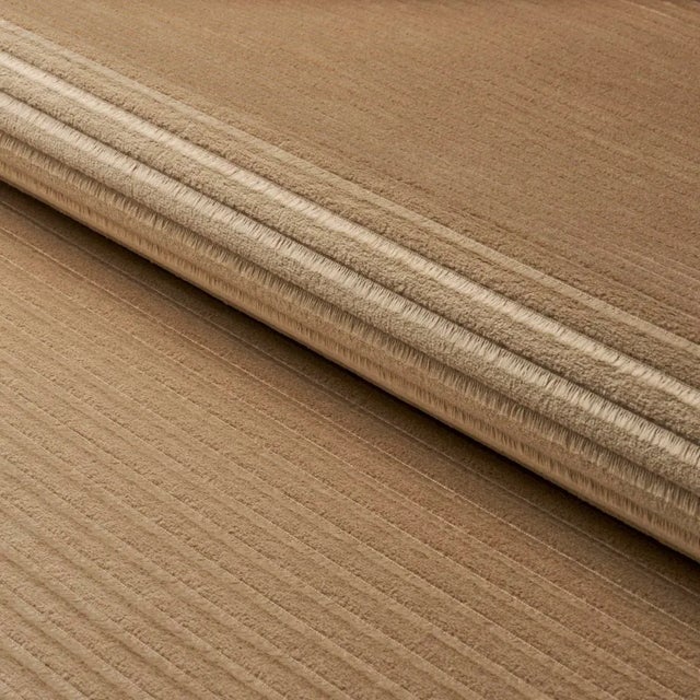 Schumacher Petite Channeled Velvet Fabric In Camel For Sale