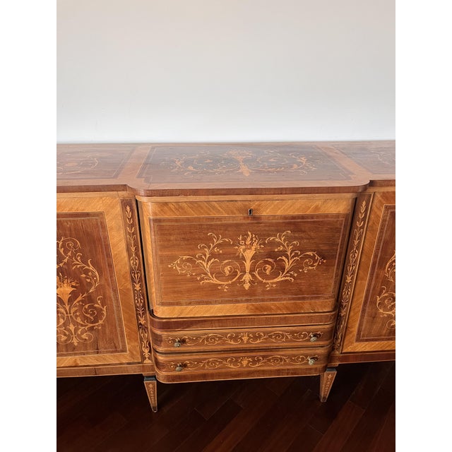 Wood 20th Century Inlaid Sideboard with Bar Compartment and Drawers, 1890s For Sale - Image 7 of 10