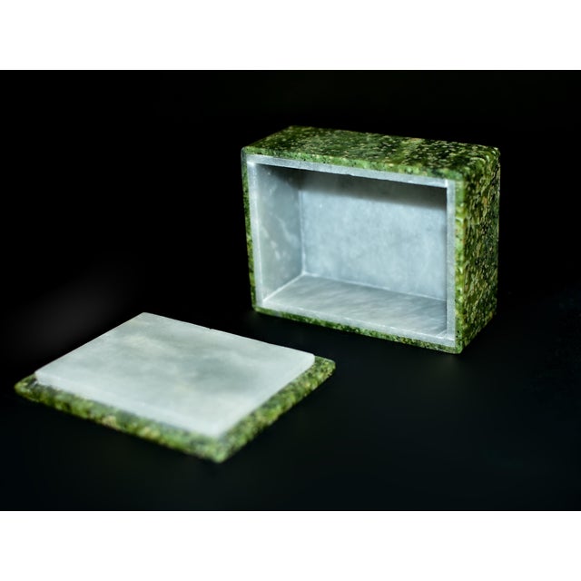 Green Serpentine Gemstone Box Rare Snowflake Serpentine For Sale - Image 9 of 10