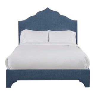 Clementine California King Bedframe, Navy Linen For Sale