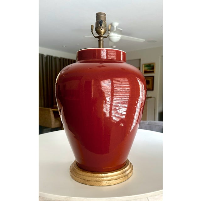 1960s Vaughan Single Chinese Oxblood Porcelain Table Lamp For Sale - Image 5 of 14