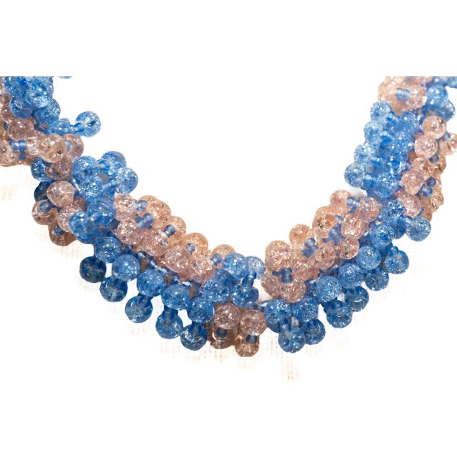 1980s Vintage Murano Glass Beaded Necklace Set With Brooch and Bracelet, Pink and Blue, 3 Pieces For Sale - Image 5 of 18