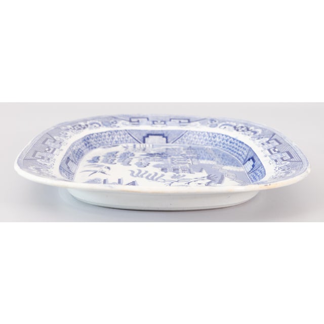 Large 19th Century English Staffordshire Ironstone Blue Willow Platter For Sale In Houston - Image 6 of 10