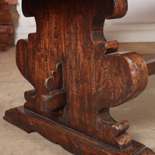 Italian Walnut Trestle Table, 1890s For Sale - Image 4 of 11