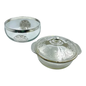 Vintage George’s Briard Silver Overlay "Flora" Motif Casserole & Serving Bowls- Set of 2