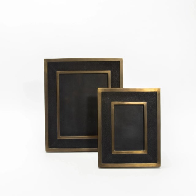 Picture Frame 8x10” in Black Shagreen With Brass Details by Kifu Paris